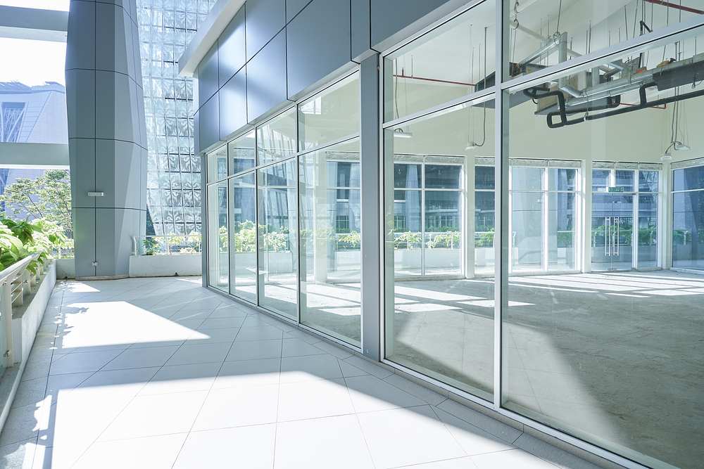 New modern empty unrenovated office buildings